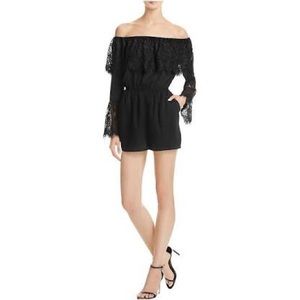 Black Lace Off the Shoulder Romper